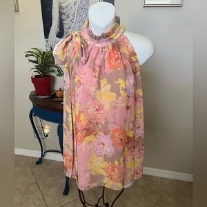 Ronny Kobo Valencia Floral Crepe Sleeveless Tank Top - S